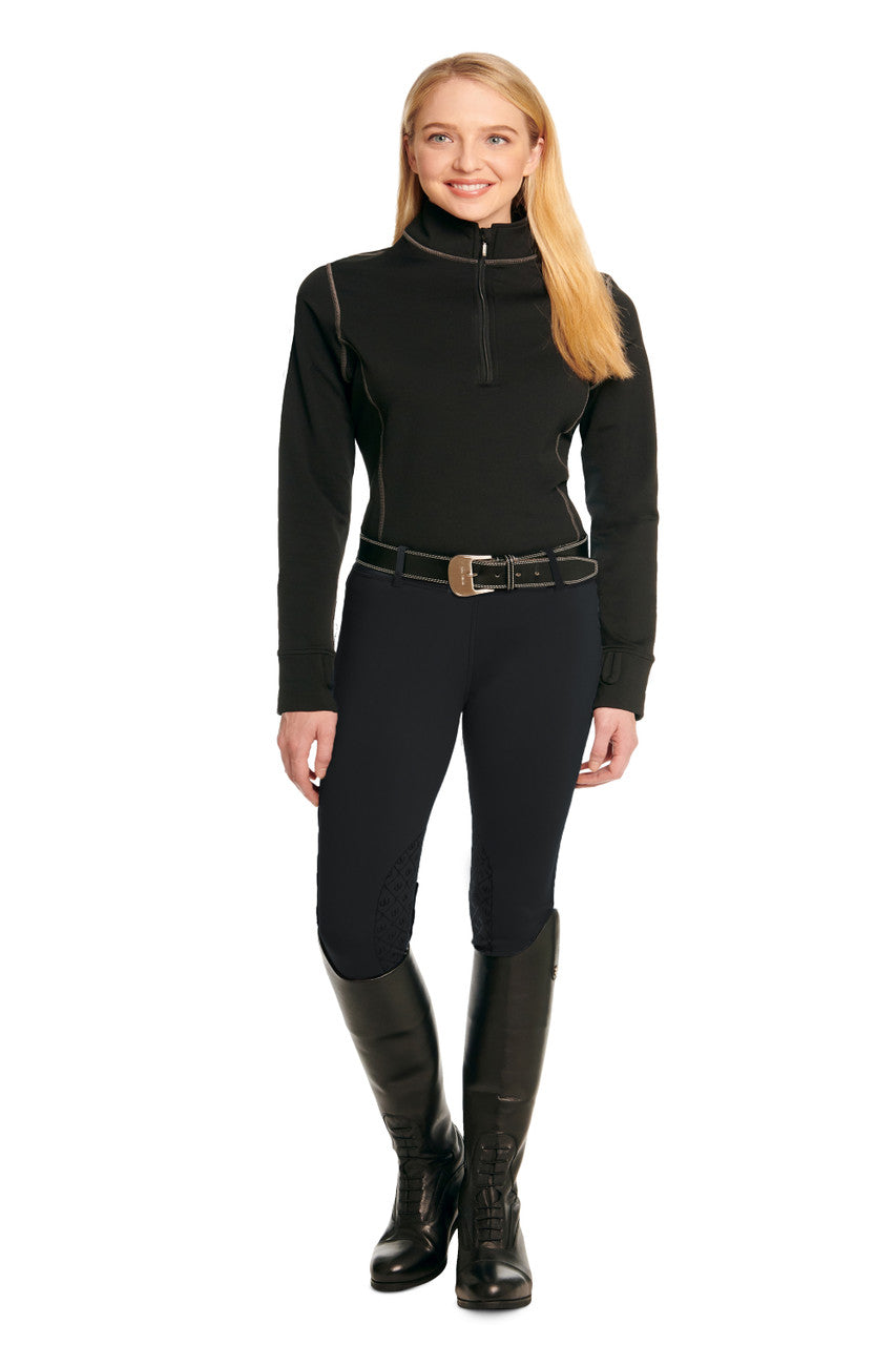 Ovation Ladies Equinox 3-Season Knee Patch Pull On Breech - Black