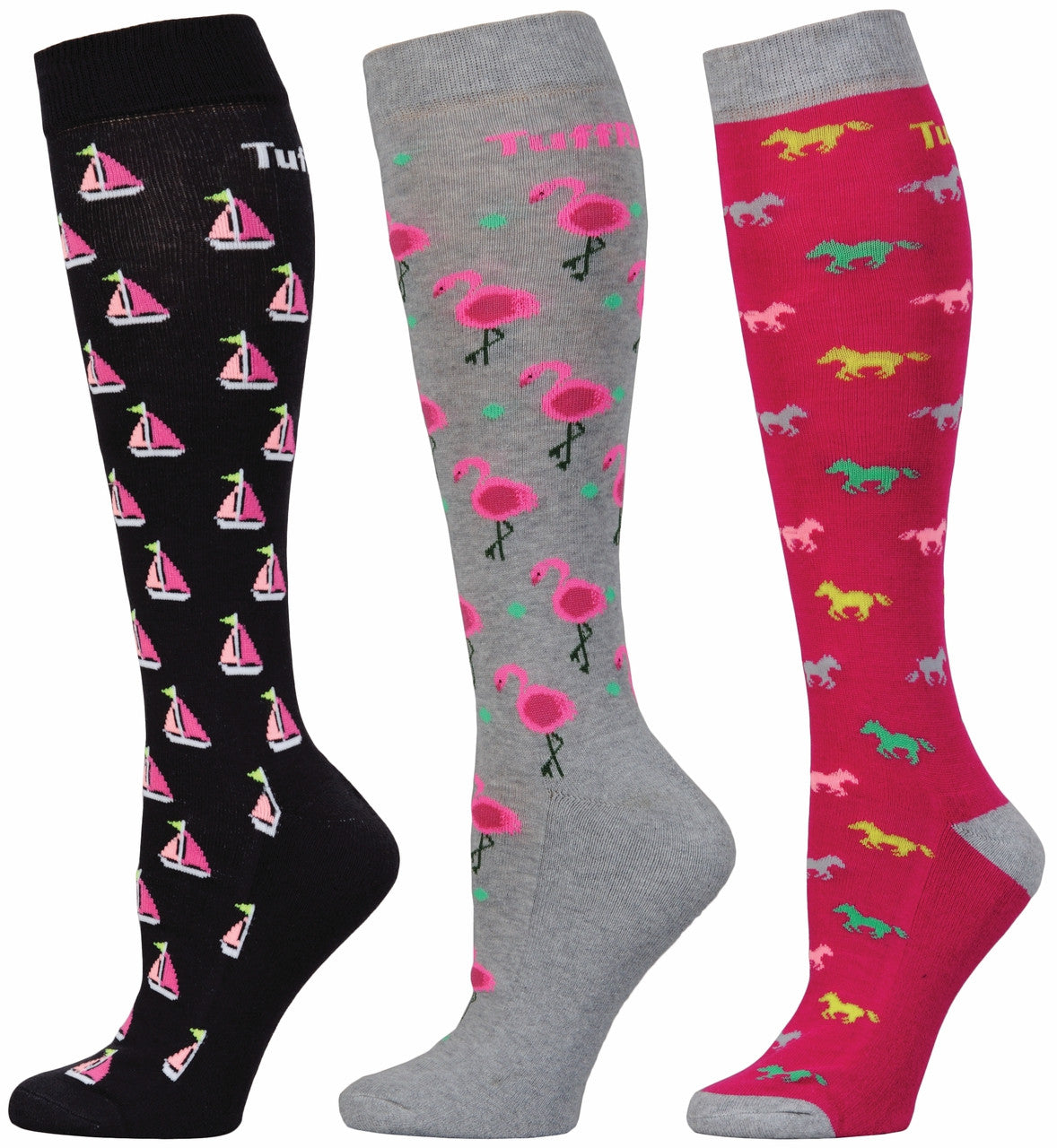 TuffRider Flamingo/Boat/Horse 3 Pack Socks - Seperates