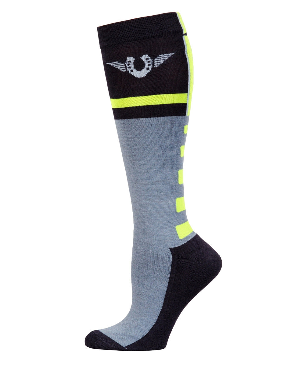 TuffRider Impulsion Knee Hi Socks with Neon Accents - Neon Yellow