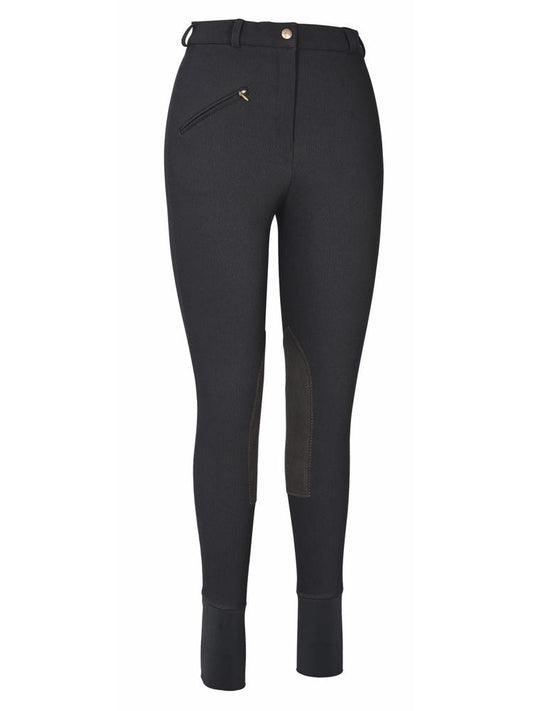 TuffRider Ladies Ribb Knee Patch Breeches - Black