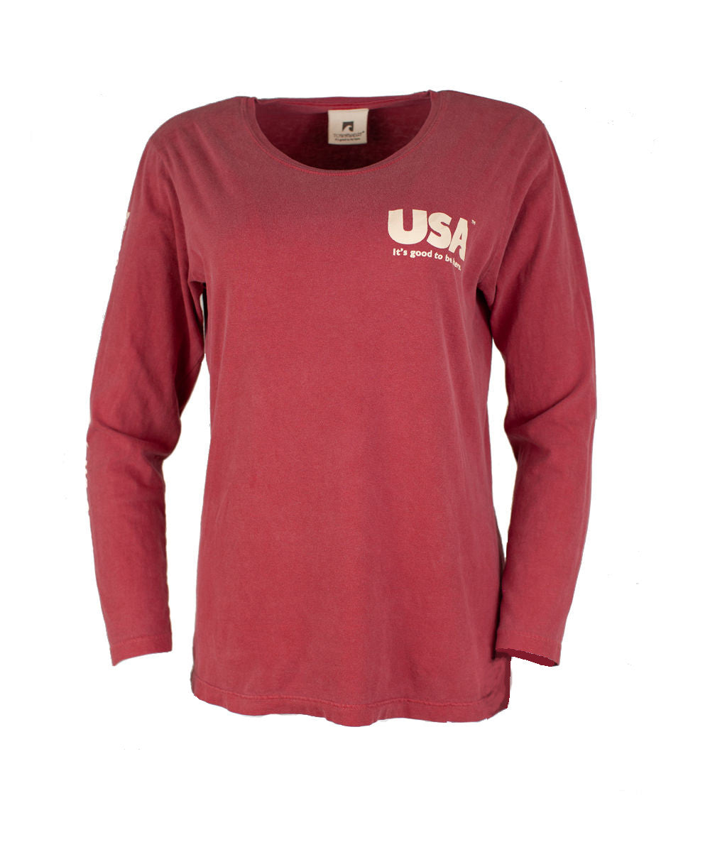 TownWear USA Long Sleeve Tee - Crimson Front