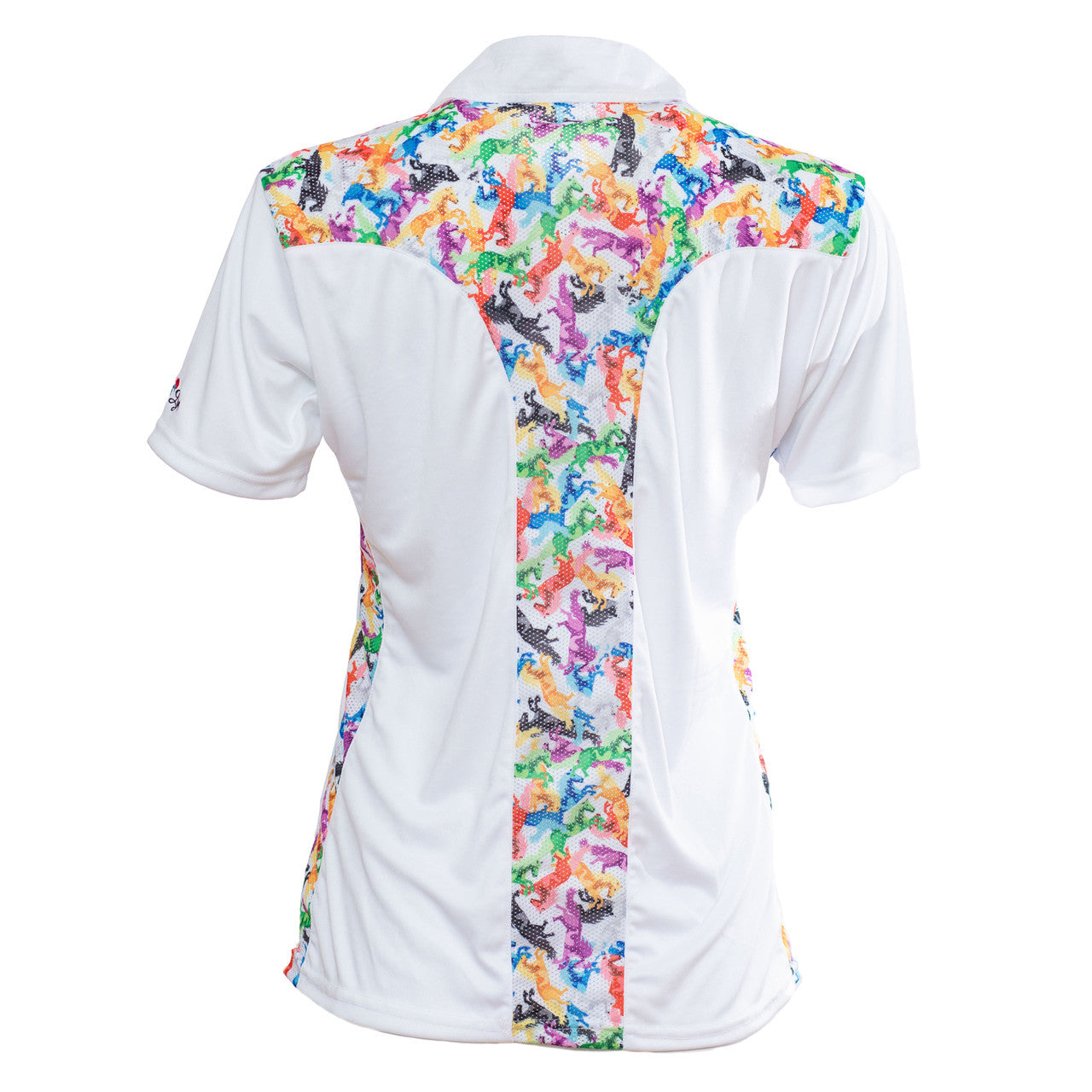 Anni Lyn Sportswear Women's Cool Breeze S/S Polo Shirt - White/Vibrant Horse