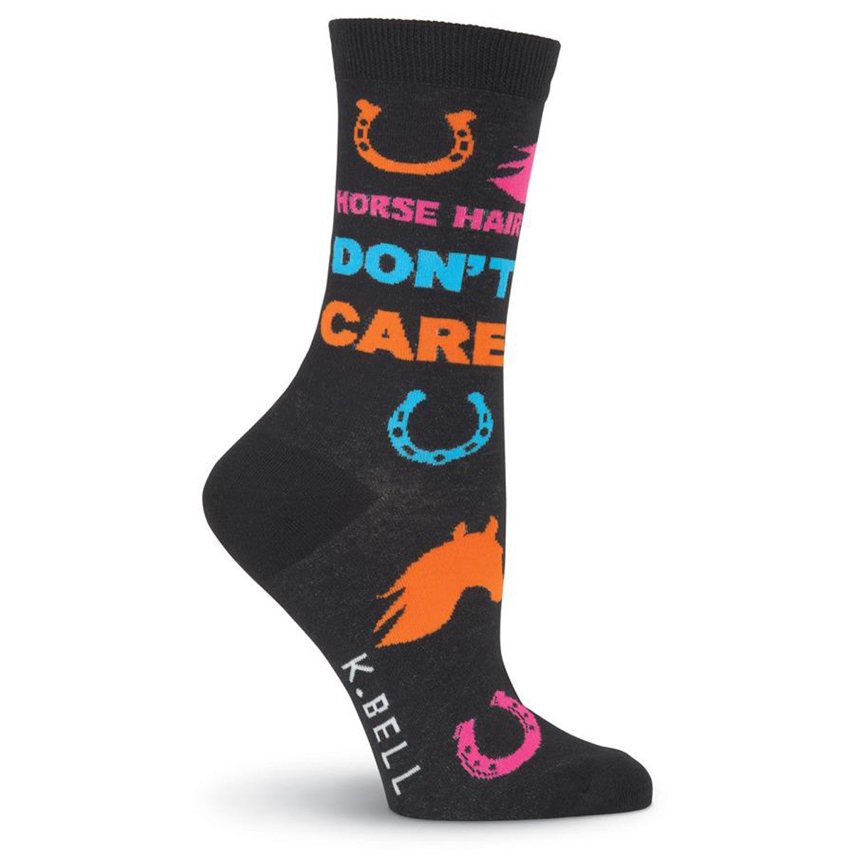 K. Bell Women's "Horse Hair - Don't Care" Crew Socks