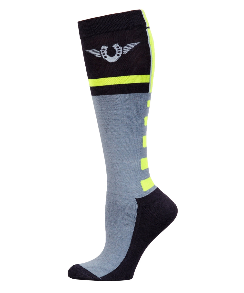 TuffRider Impulsion Knee Hi Socks with Neon Accents