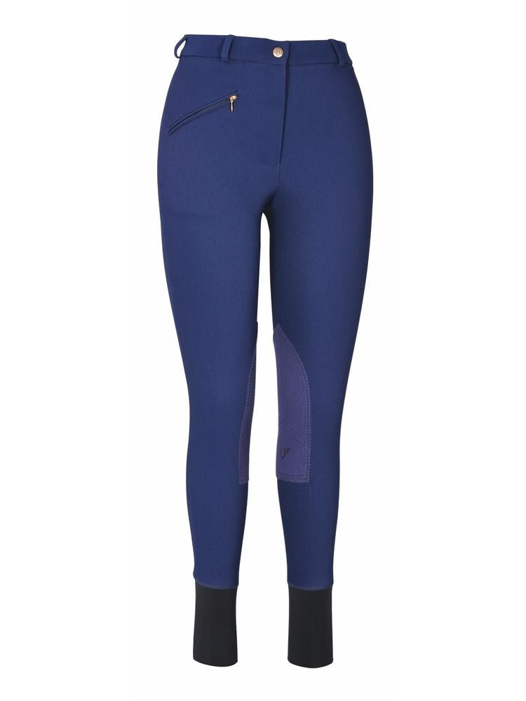 TuffRider Ladies Ribb Knee Patch Breeches - Navy