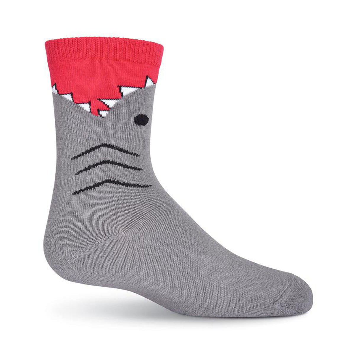 K. Bell Boy's Great White Shark Crew Socks / Side view