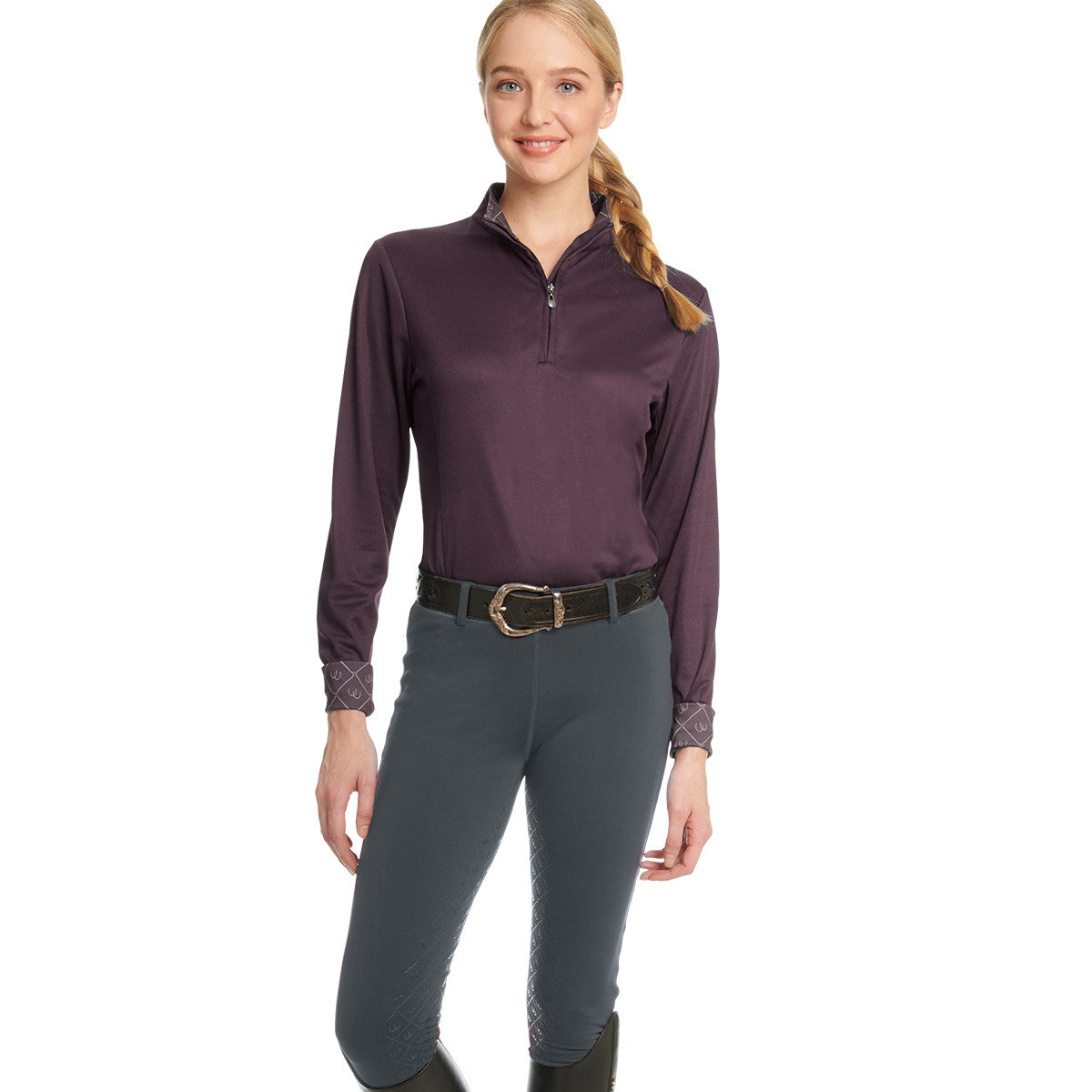 Ovation Ladies Equinox 3-Season Full Seat Pull On Breech - Steel Grey