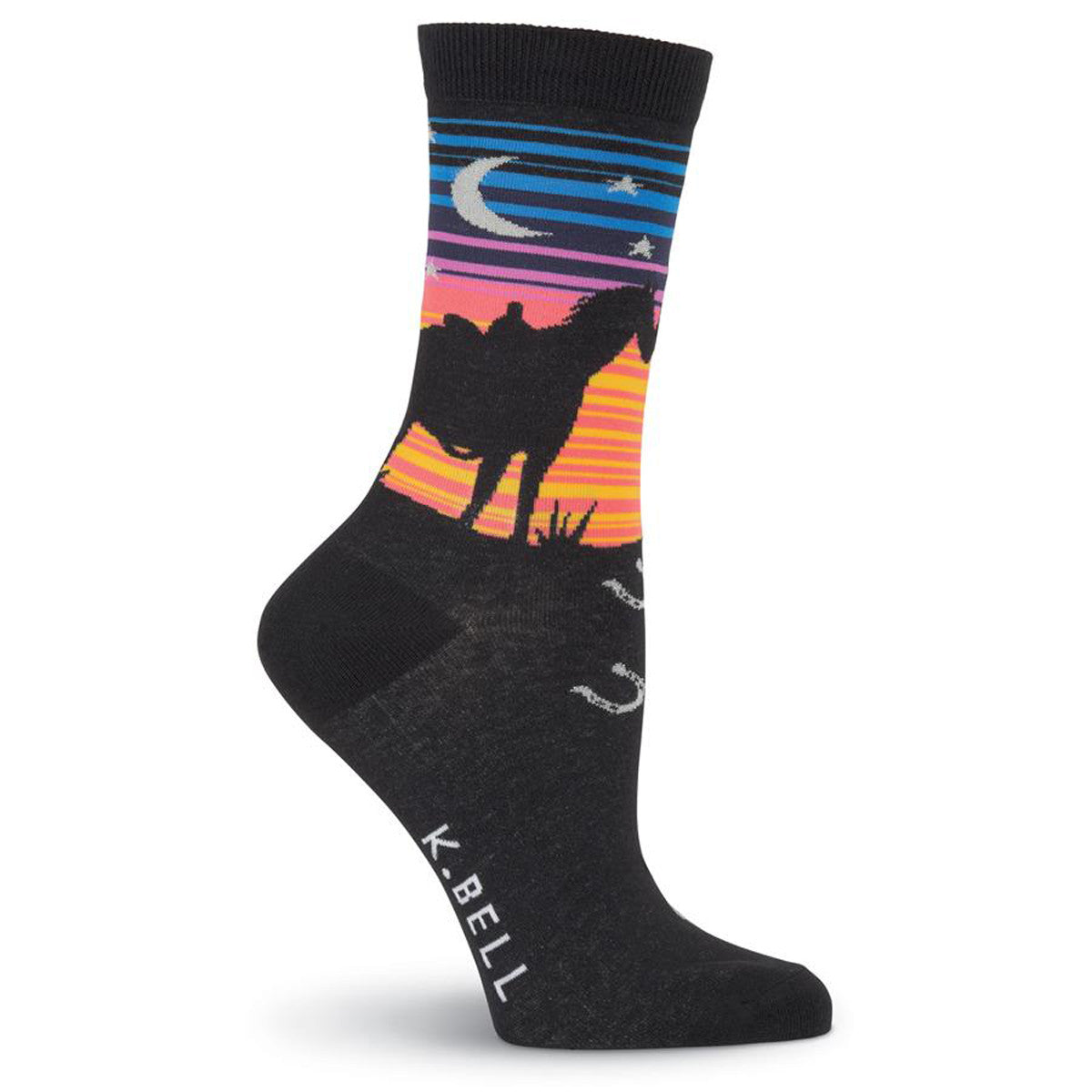 K Bell Women's Sunset Rider Design Crew Socks