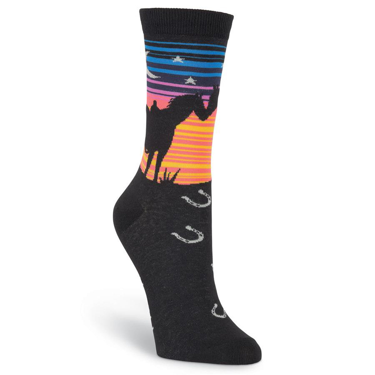 K Bell Women's Sunset Rider Design Crew Socks - Front View