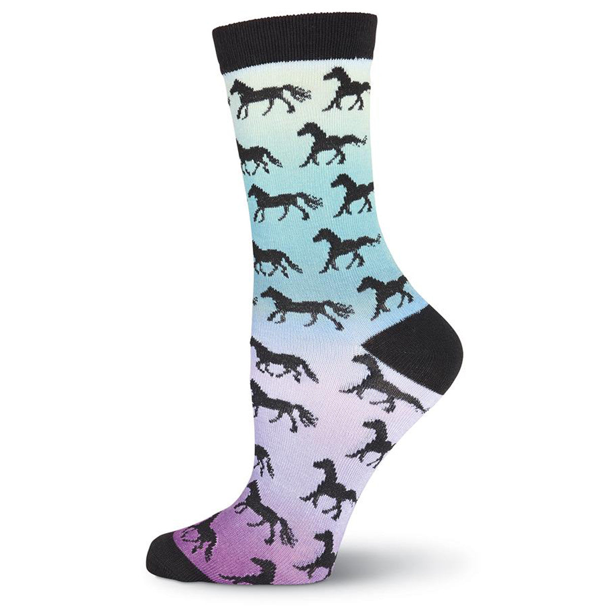 K. Bell Women's Sunset with Horses Crew Socks - Left