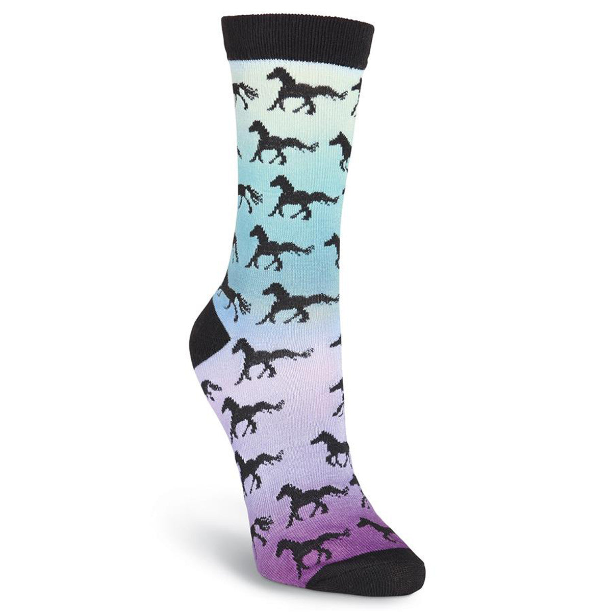 K. Bell Women's Sunset with Horses Crew Socks - Style shot