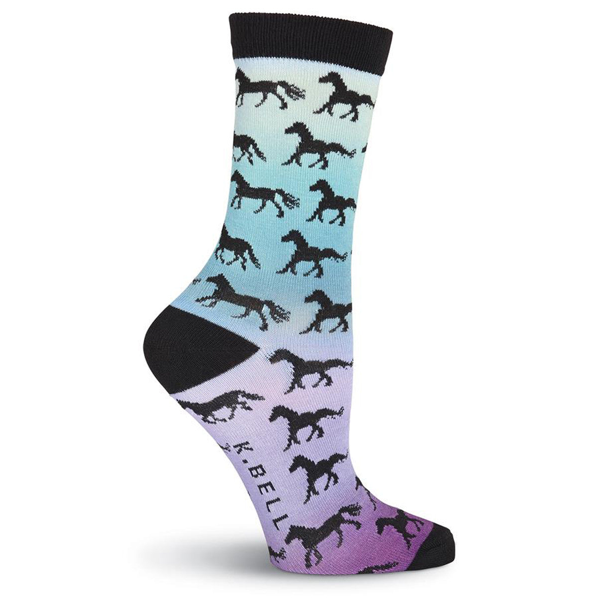 K. Bell Women's Sunset with Horses Crew Socks - Right