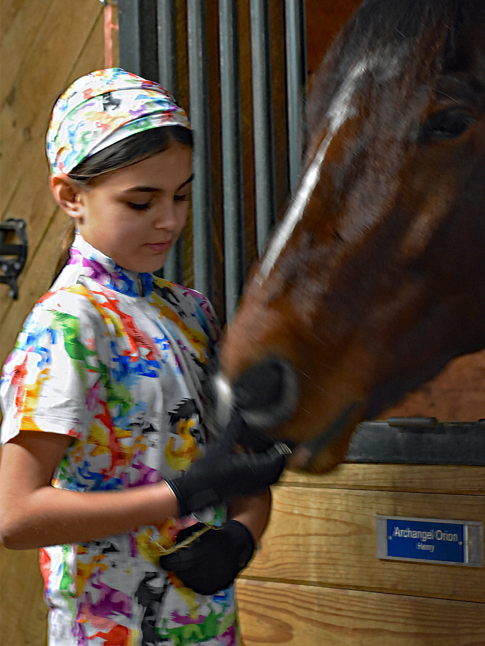 Anni Lyn Sportswear Kid's ProAire Printed S/S Shirt - Vibrant Horses