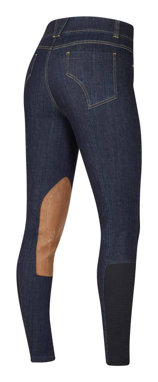 Kerrits Women's Stretch Denim Knee Patch Breech - Denim Back Side View