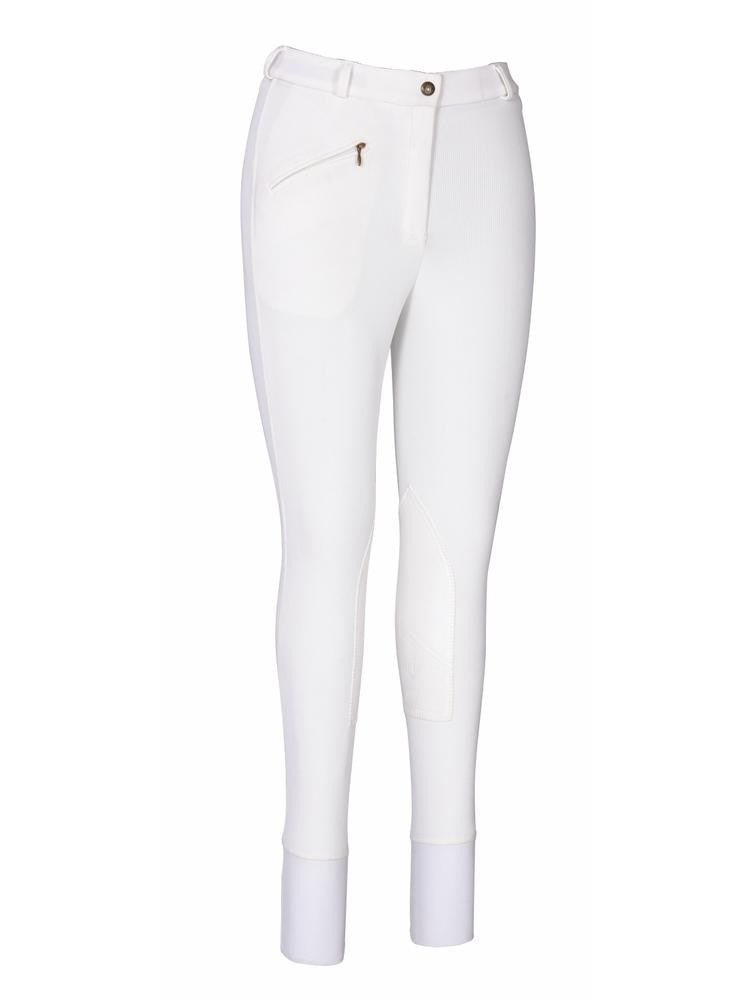 TuffRider Ladies Ribb Knee Patch Breeches - White