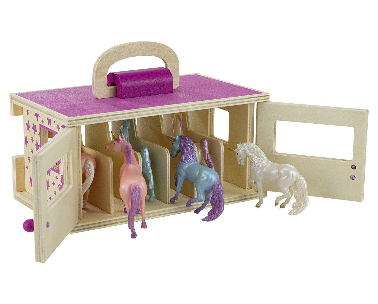 Breyer Horses - Unicorn Magic Wood Carry Stable with 6 Unicorns