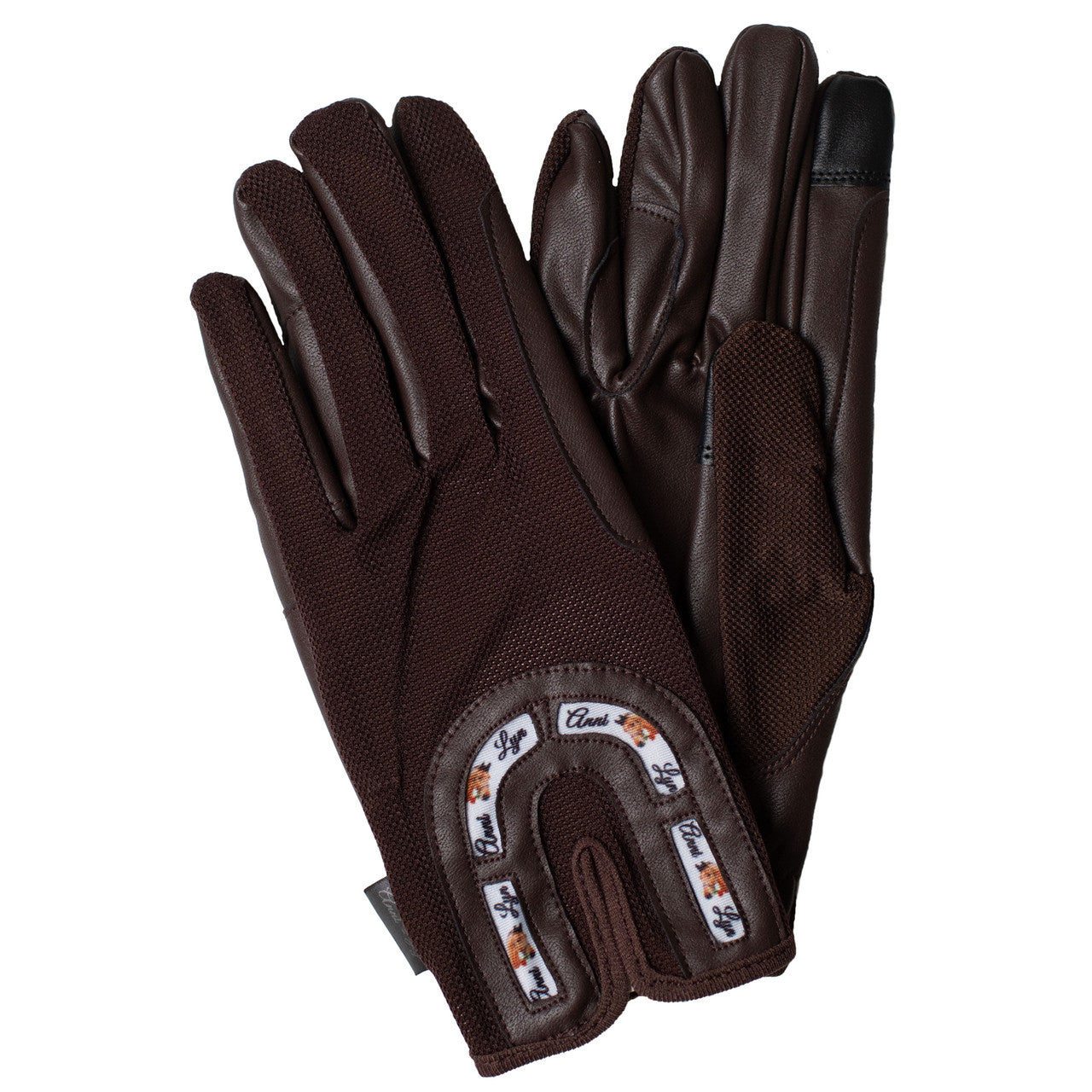 Anni Lyn Sportswear Women's Summer Mesh Glove  - Brown Logo