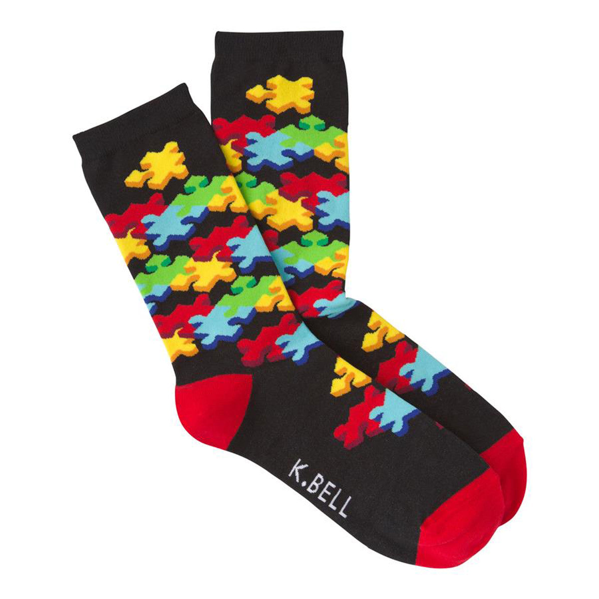 K. Bell Women's 3-D Jigsaw Puzzle Crew Socks